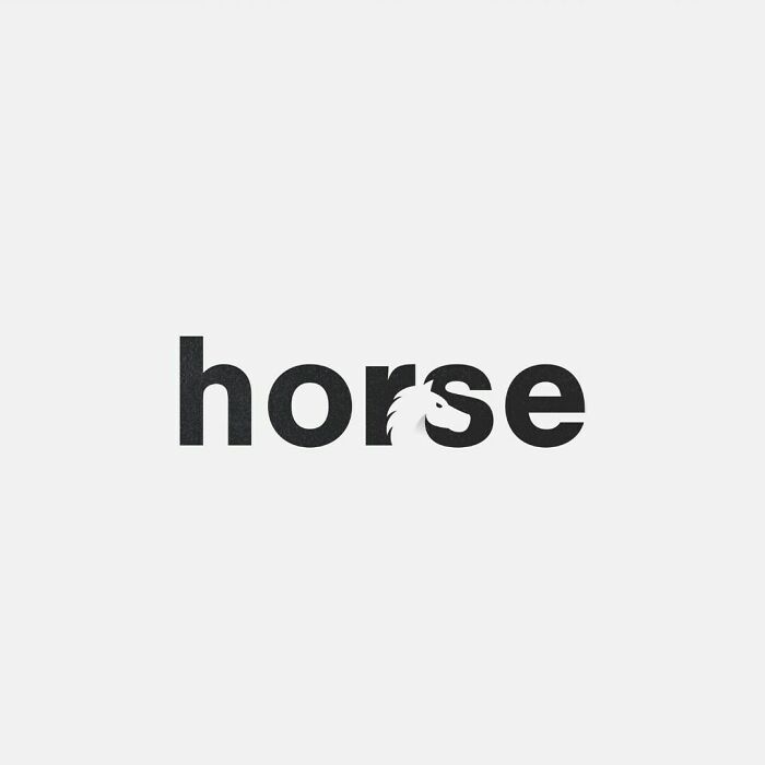 Minimalist horse logo with a horse head integrated in the typography