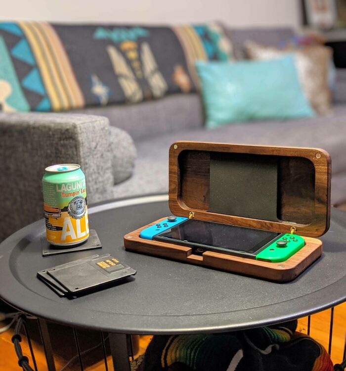 Custom wooden case designed for Nintendo Switch gaming console