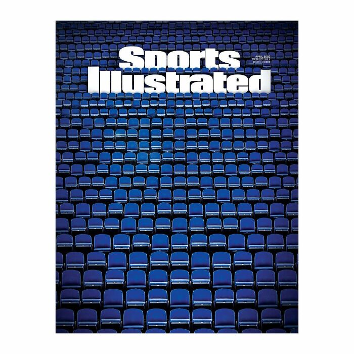 Sports Illustrated magazine cover with empty blue stadium seats