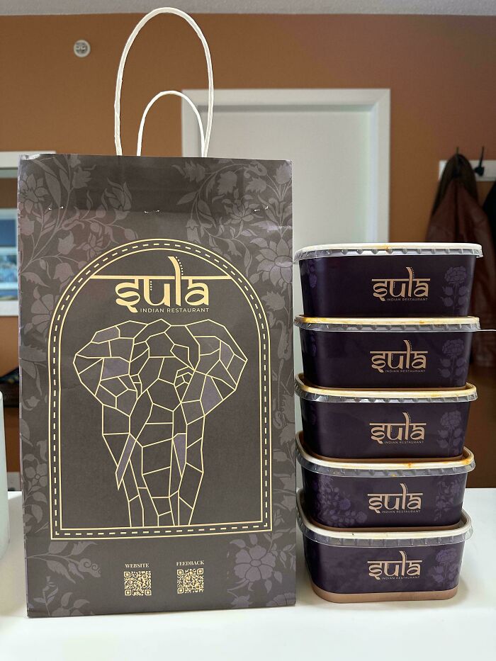 Sula Indian restaurant creative brain packaging with elephant design