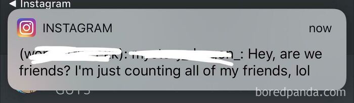 Instagram notification asking if they are friends and counting friends