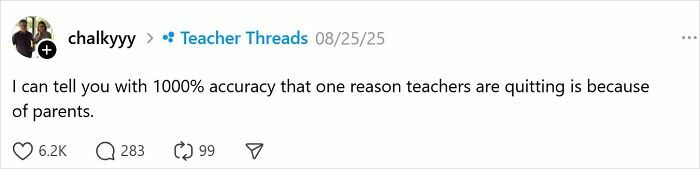 Social media post claiming parents are a main reason teachers are quitting