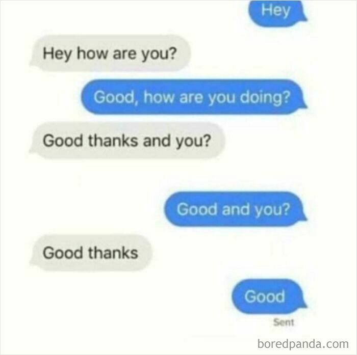 Text conversation showing repetitive messages about how are you in concerning messages