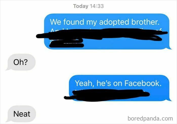 Message revealing adoption news in wild and concerning conversation