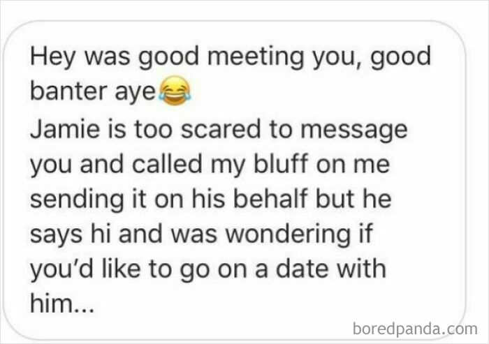 Message asking about going on a date on Jamie's behalf