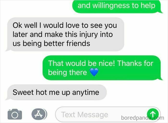 Text messages about making injury a chance to be better friends