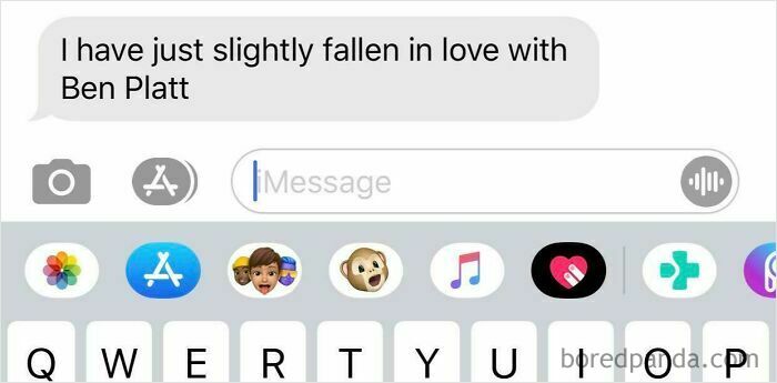 Text message confession about falling in love with Ben Platt