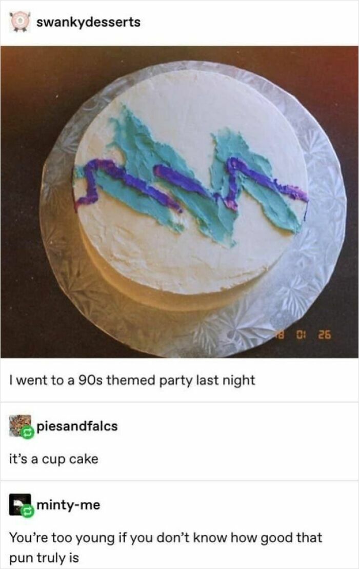 90s themed party cake with pun about cupcake and 90s design