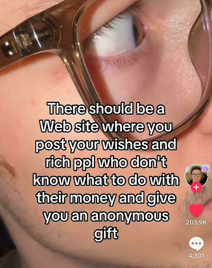Funny money wish website idea for anonymous gift from rich people