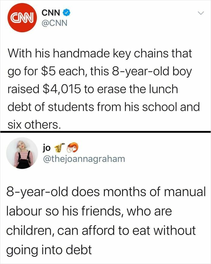 8-year-old boy raises over 4000 dollars with key chains to erase lunch debt in late stage capitalism