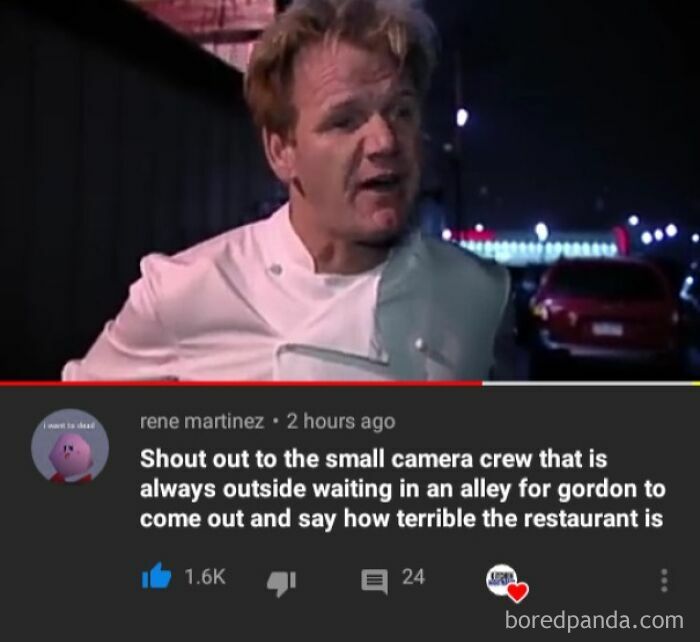 Gordon Ramsay meme with comment about camera crew waiting outside