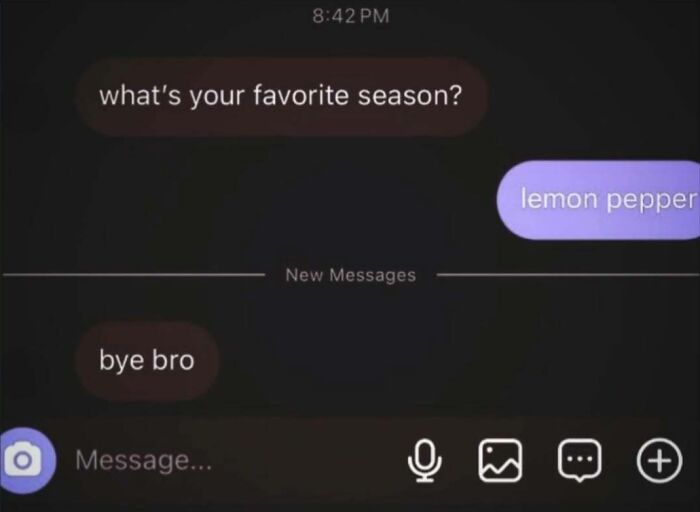 Funny chat with punchline lemon pepper on random humor posts