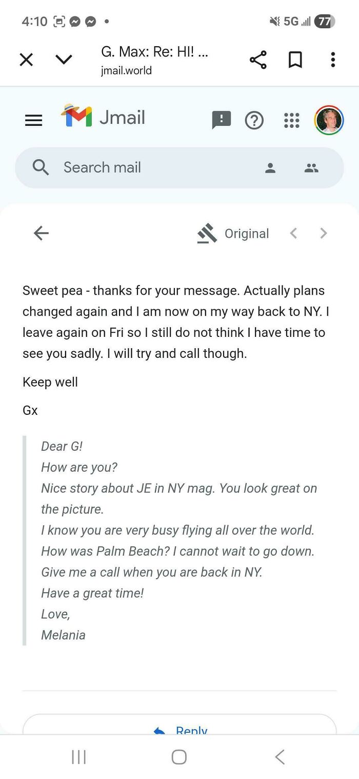Screenshot of an email conversation about travel plans to New York City