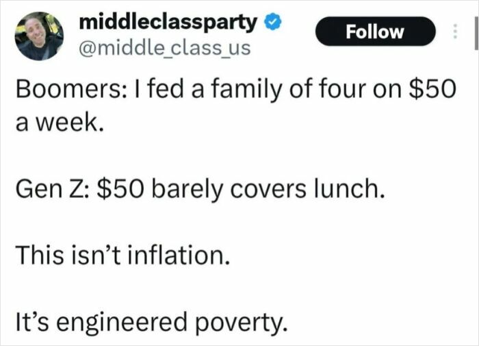Comparison of cost of living shows engineered poverty over inflation