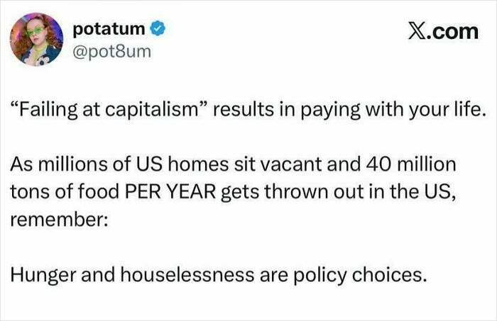 Post highlights hunger and houselessness as results of capitalism and policy