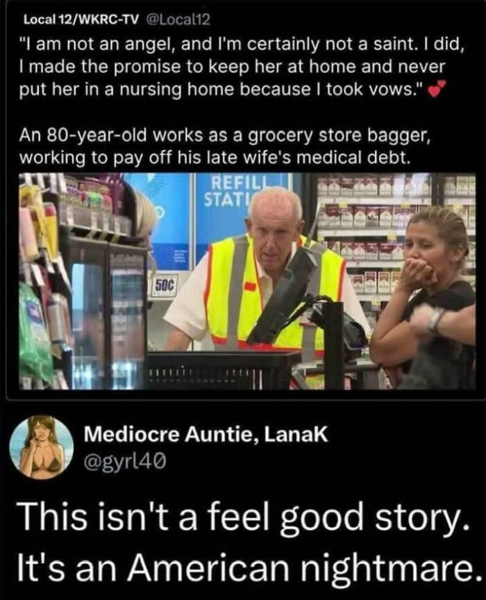 Elderly man works as grocery bagger to pay late wife's medical debt