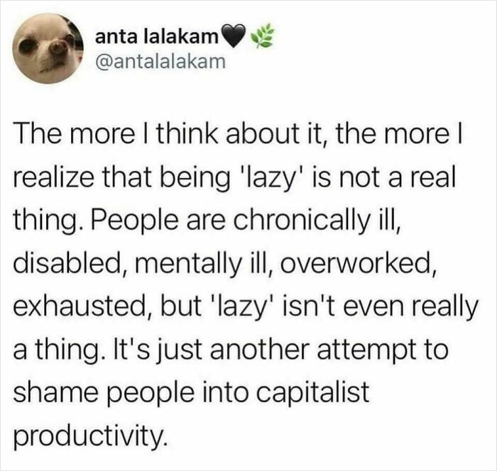 Post argues laziness is a capitalist myth shaming chronically ill, disabled and exhausted people