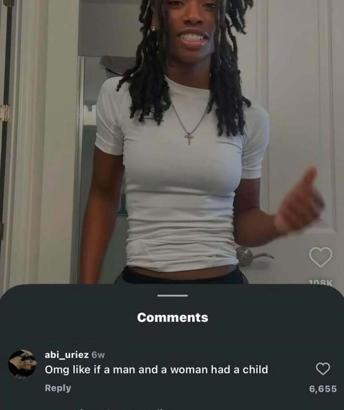 Young person with dreadlocks and viral TikTok comment