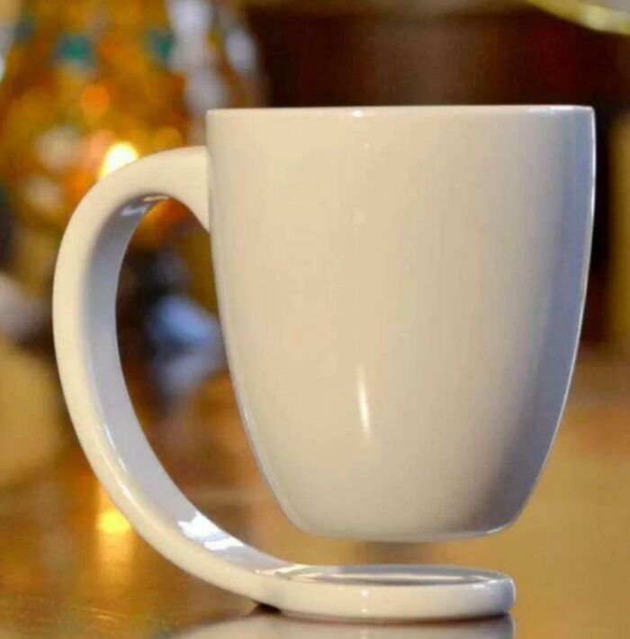 Creative brain uniquely designed white coffee mug with curled handle