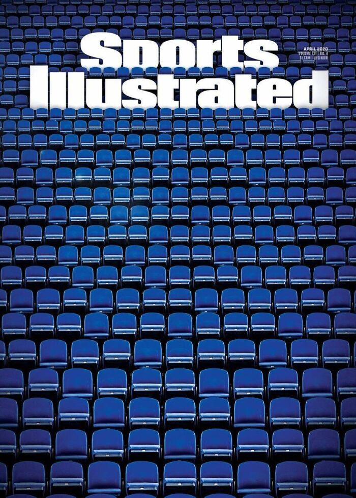 Sports Illustrated magazine cover with empty blue stadium seats