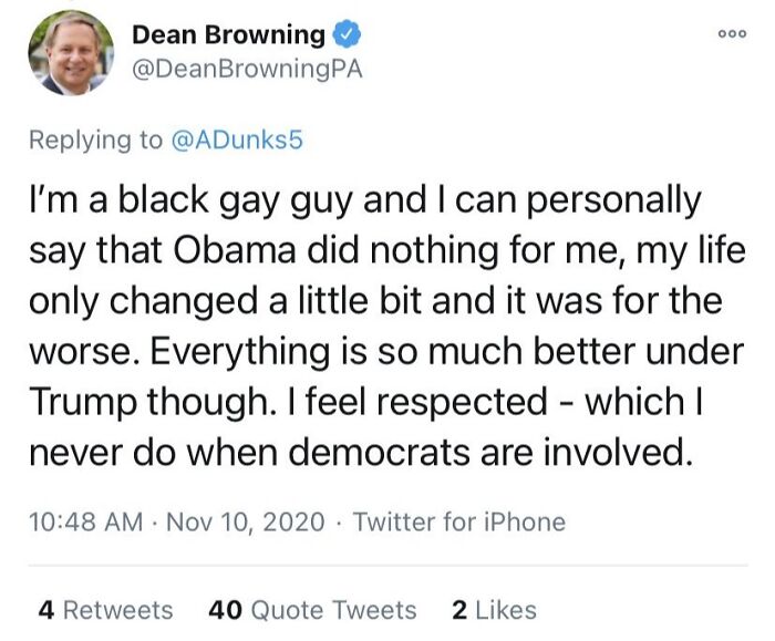 Tweet expressing political opinion about Obama and Trump