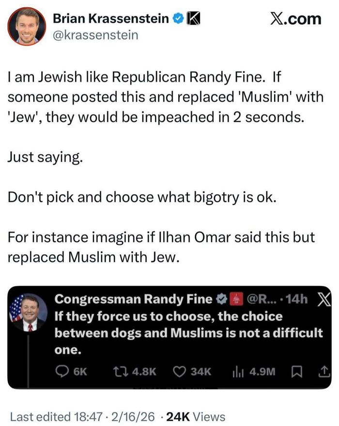 Tweet highlighting bigotry and political commentary in dystopian context