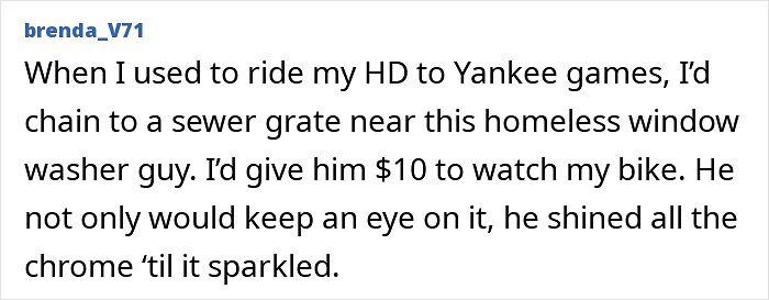 Homeless window washer watches and cleans bike near Yankee games