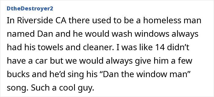 Homeless man Dan in Riverside CA washes windows and sings for small change