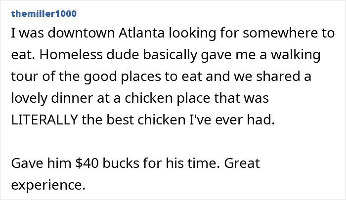 Homeless man in Atlanta gives walking food tour and shares dinner