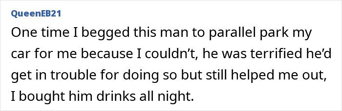 Terrified homeless man helps with parallel parking and is rewarded with drinks