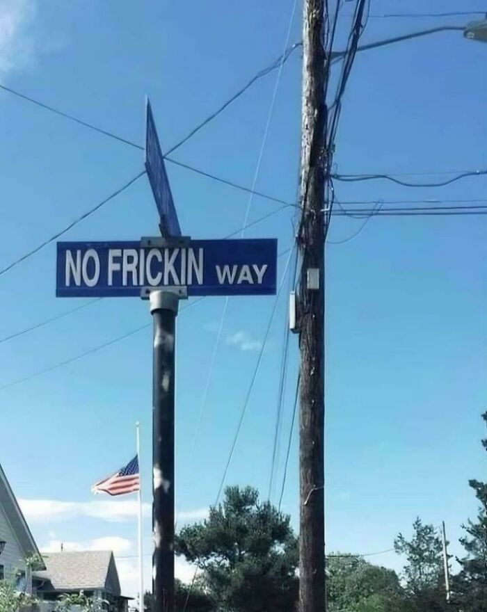 Street sign humorously named no frickin way