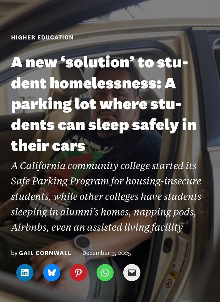 Article about student homelessness solution with safe parking for students to sleep in cars.
