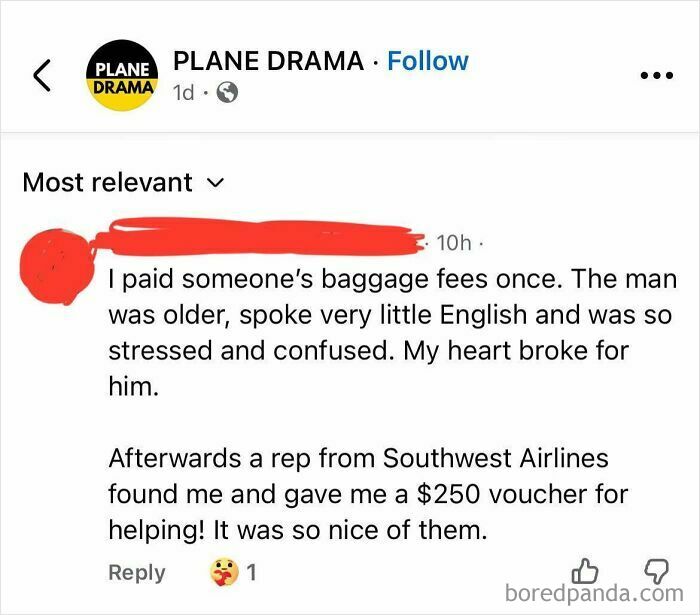 Airline passenger shares kindness paying baggage fees and receiving voucher