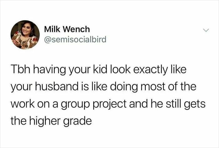 Funny husband meme about kids looking like their dad in group project