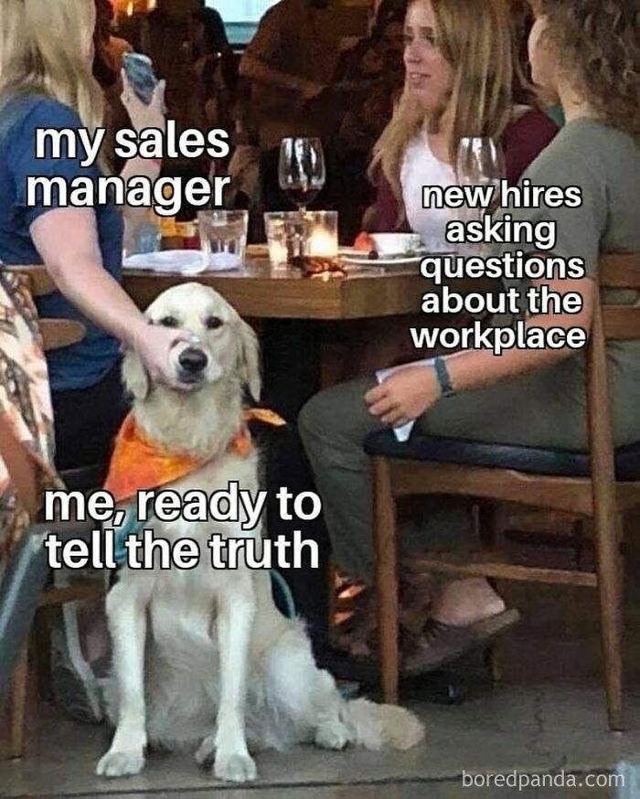 Sales meme comparing a sales manager silencing employee ready to tell workplace truth