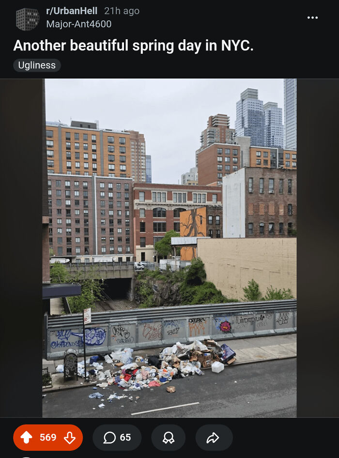 Garbage pile on street in front of graffiti-covered walls in urban NYC scene