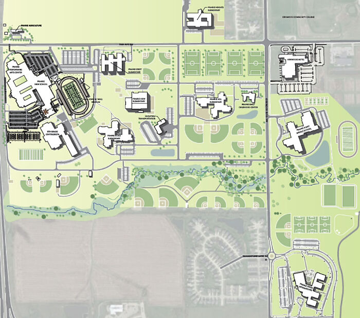 Detailed suburban neighborhood map showing schools, parks, and residential areas