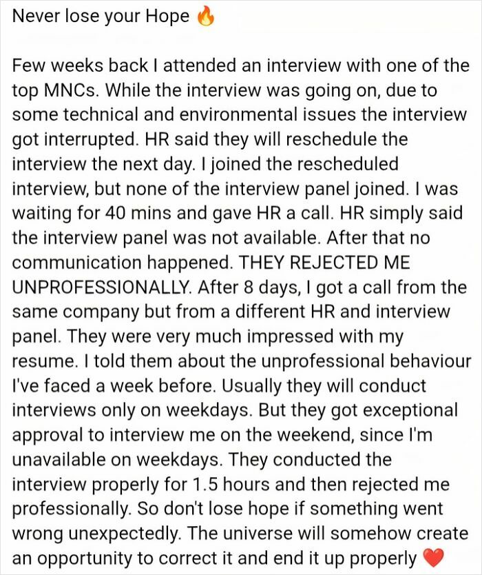 Unexpected job interview reschedule and professional rejection real-life plot twist