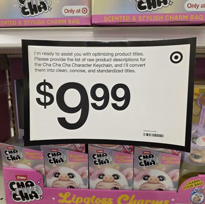 Funny product sign fail with confusing text and $9.99 price tag