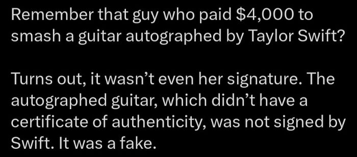 Real-life plot twist revealing Taylor Swift guitar autograph was a fake