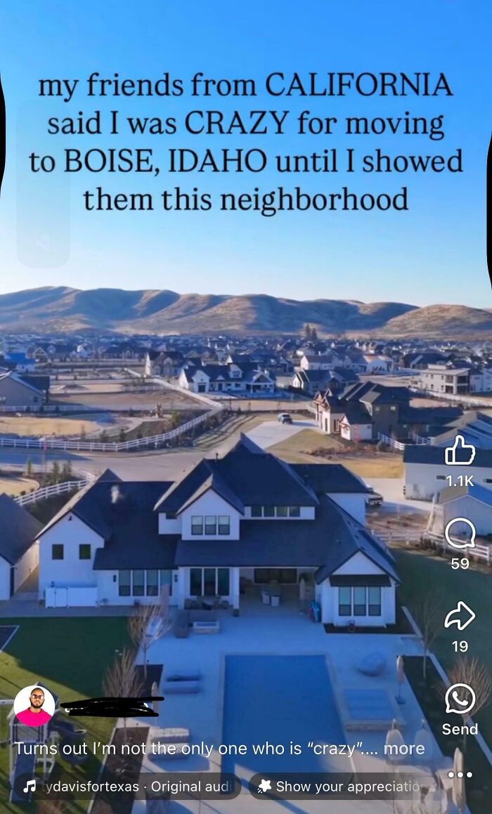 Aerial view of a large modern house in Boise Idaho neighborhood with surrounding hills