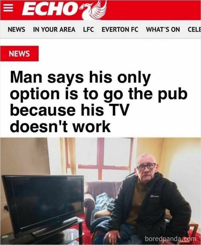 Man forced to go to pub because his TV does not work