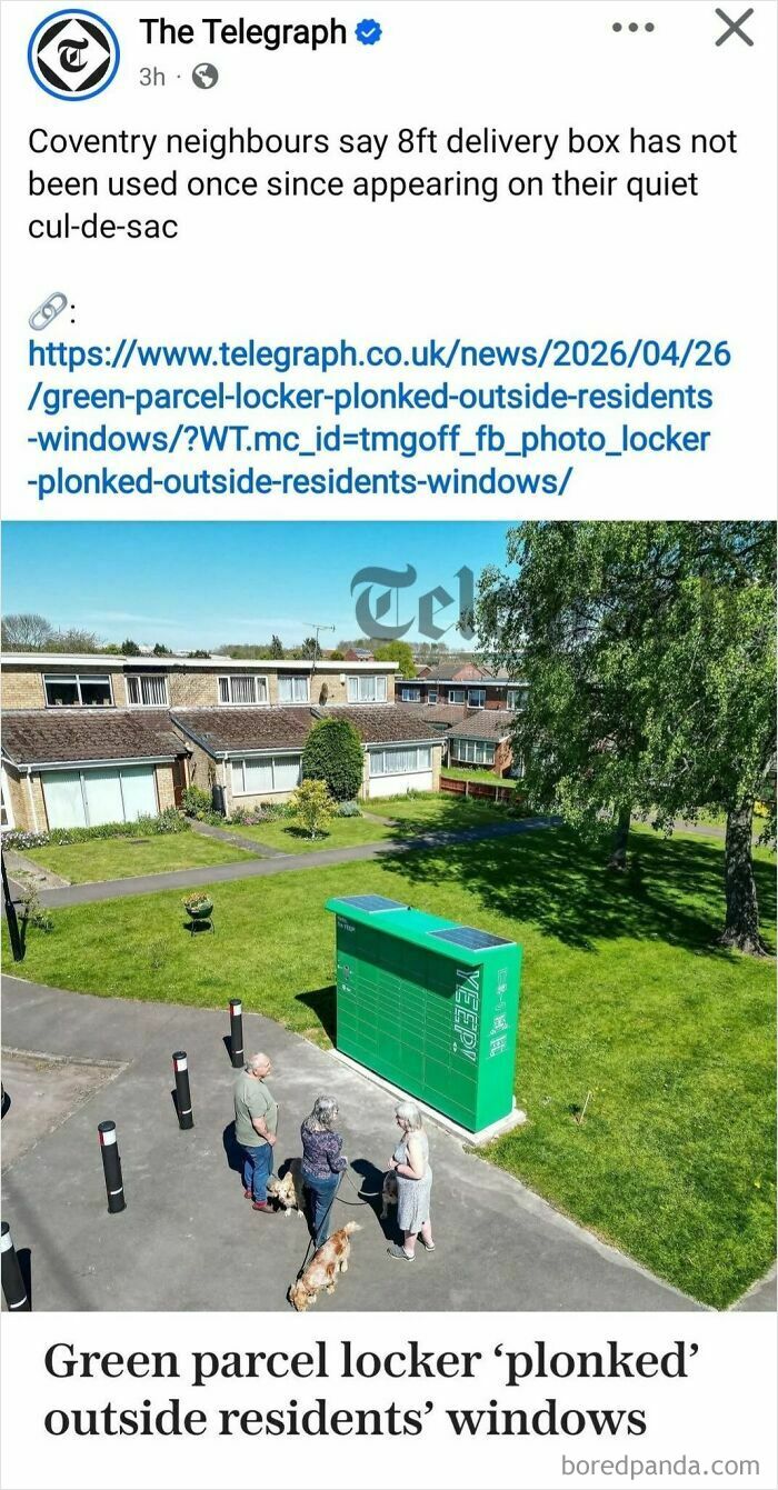 Green parcel locker installed near residents' homes unused in quiet neighborhood