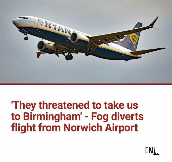 Ryanair flight diverted due to fog affecting Norwich Airport