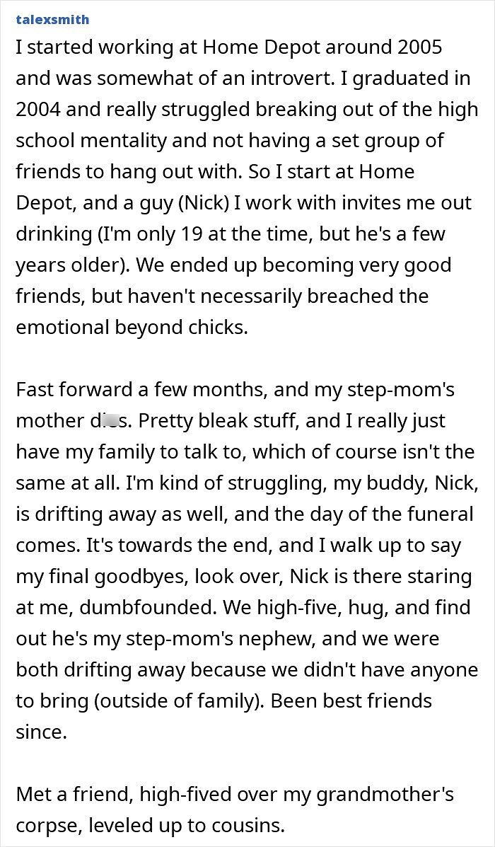 Became best friends with step-mom's nephew after emotional funeral surprise plot twist