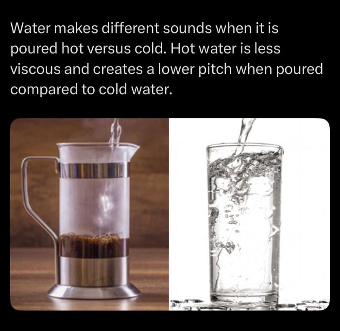 Difference in sound between pouring hot and cold water explained with liquid viscosity