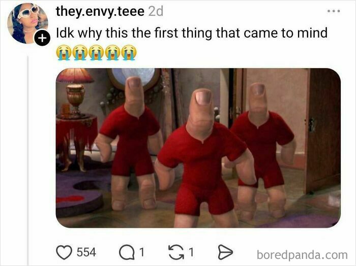 Animated fingers in red suits resembling noses and nostrils