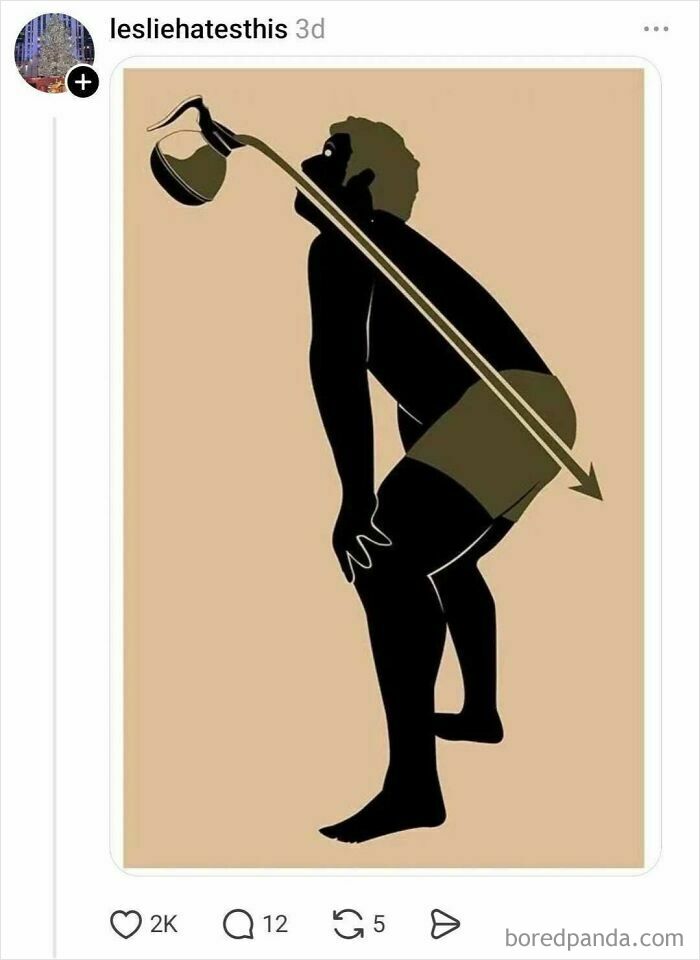 Silhouette of man drinking with a long straw bending over