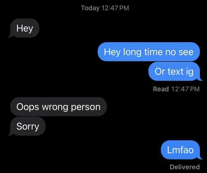 Awkward text message exchange after sending hey to wrong person