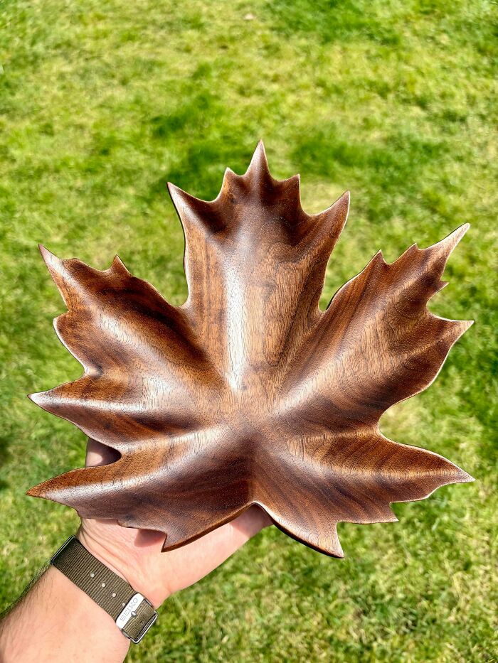Maple Leaf Bowl I Carved From Walnut